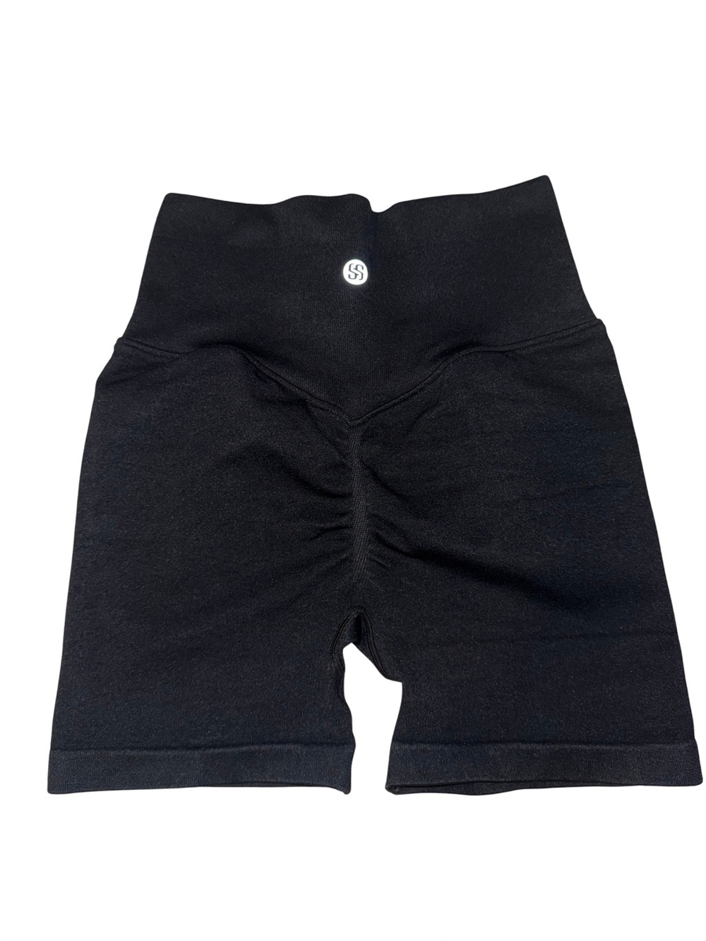Black High-Waist Scrunch Biker Shorts
